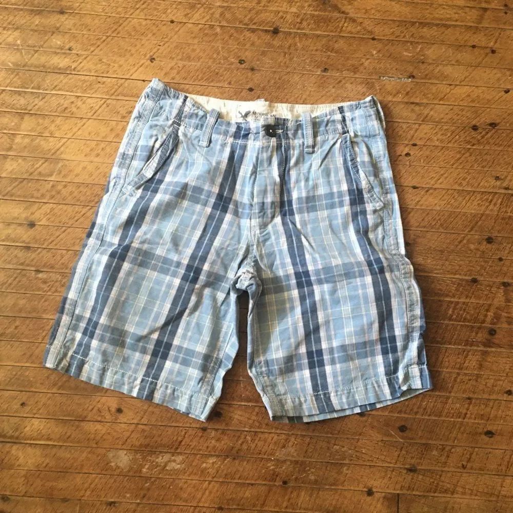 American Eagle classic 30 blue plaid Golfcore shorts